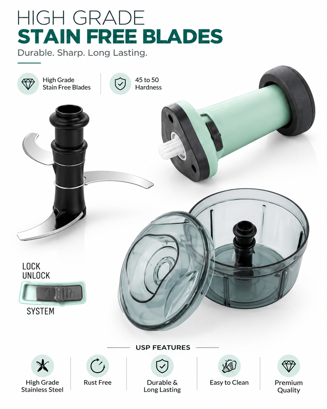 800ML Manual Vegetable & Food Chopper