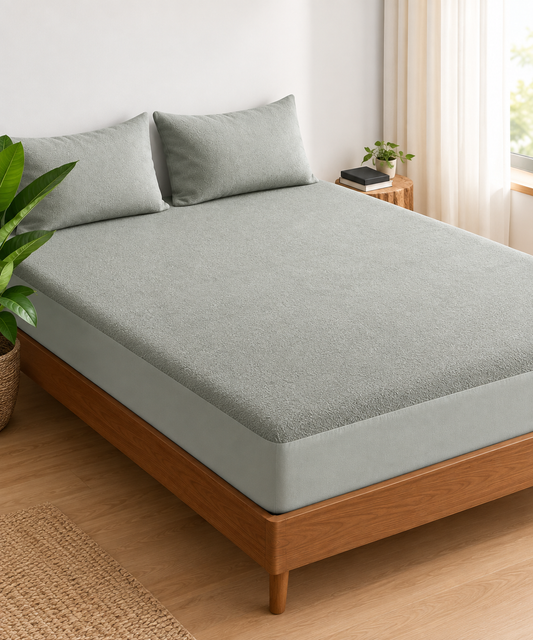 Waterproof Terry Cotton Mattress Protector – Breathable & Fitted Bed Cover
