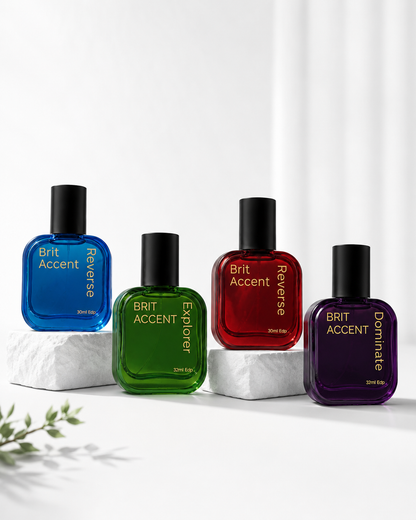 BRIT ACCENT Luxury Perfume Gift Set for Men – Pack of 4 Eau De Parfum | 80 ML